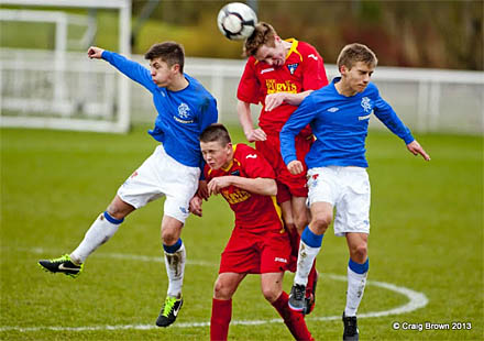 Lewis Martin heads on the equaliser chance Lewis Martin heads on the equaliser chance