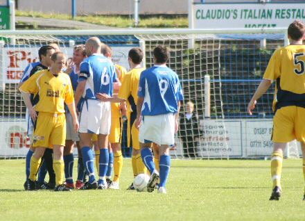 Jim Thomson is red carded at Dumfries Jim Thomson is red carded at Dumfries