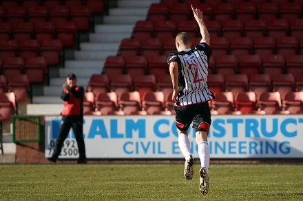 Calum Woods celebrates his goal Calum Woods celebrates his goal