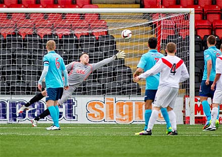 Keighan Parker fires in from free kick 1-0 Keighan Parker fires in from free kick 1-0