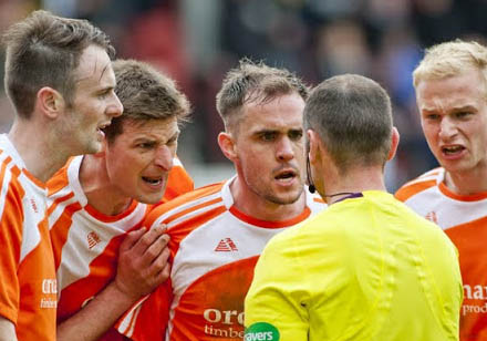 Dunfermlin?e Athletic v Forfar Athletic Irn Bru First Division Play Off East End Park 11 May 2013 Iain Campbell enraged at the referee (c) Craig Brown | Dunfermlin?e Athletic v Forfar Athletic Irn Bru First Division Play Off East End Park 11 May 2013 Iain Campbell enraged at the referee (c) Craig Brown |