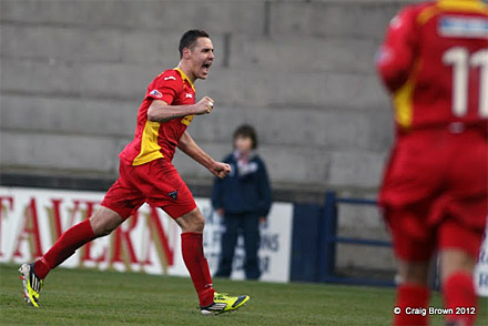 Stephen Husband celebrates scoring v Raith Rovers Stephen Husband celebrates scoring v Raith Rovers