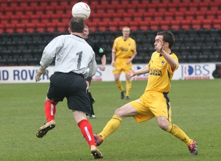 Airdrie United keeper Stephen Robertson well out of his box Airdrie United keeper Stephen Robertson well out of his box
