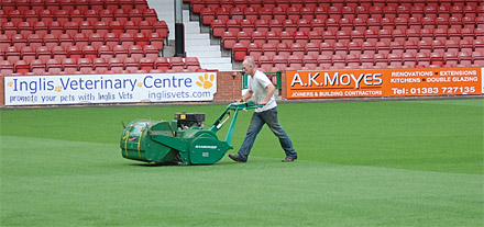 Preparing the surface at East End Park Preparing the surface at East End Park