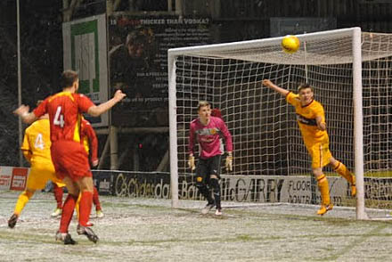 Frazer Johnstone heads off the line Frazer Johnstone heads off the line