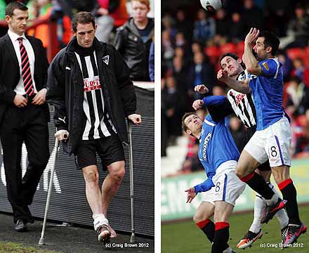 Mark Kerr injured v Rangers Mark Kerr injured v Rangers