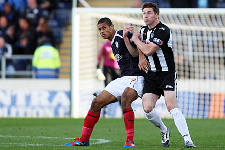 Callum Morris and Falkirk's Lyle Taylor