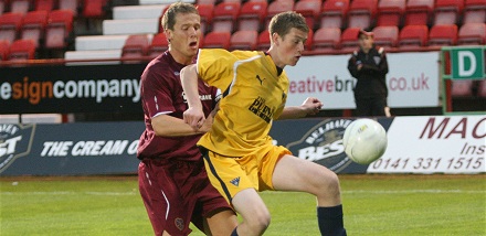 Jordan White in action v Hearts 16/07/08 Jordan White in action v Hearts 16/07/08