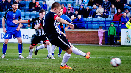 Danny Grainger scores from the spot v Stranraer Danny Grainger scores from the spot v Stranraer
