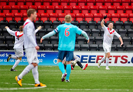 Airdrieonians celebrate second goal Airdrieonians celebrate second goal