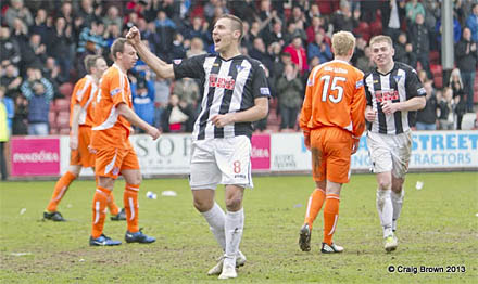 Dunfermlin?e Athletic v Forfar Athletic Irn Bru First Division Play Off East End Park 11 May 2013 Stephe?n Husband celebrates his second (c) Craig Brown Dunfermlin?e Athletic v Forfar Athletic Irn Bru First Division Play Off East End Park 11 May 2013 Stephe?n Husband celebrates his second (c) Craig Brown