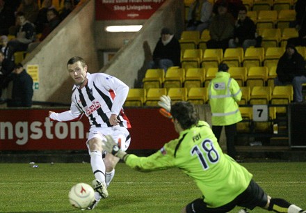 Andy Kirk scores the winner at Livingston Andy Kirk scores the winner at Livingston