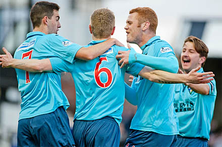 Celebrating Andy Geggan goal v Ayr United Celebrating Andy Geggan goal v Ayr United