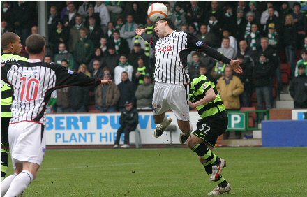 Steven Bell is pushed over by Paul Caddis Steven Bell is pushed over by Paul Caddis