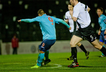 Ryan Wallace scores from the penalty spot Ryan Wallace scores from the penalty spot