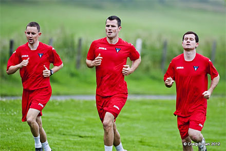 Paul Burns, Andy Dowie and Paddy Boyle in pre season training