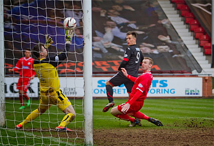 Lawrence Shankland nets the opener Lawrence Shankland nets the opener