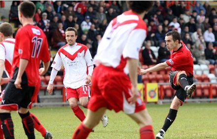 Nick Phinn shoots v Airdrie United Nick Phinn shoots v Airdrie United