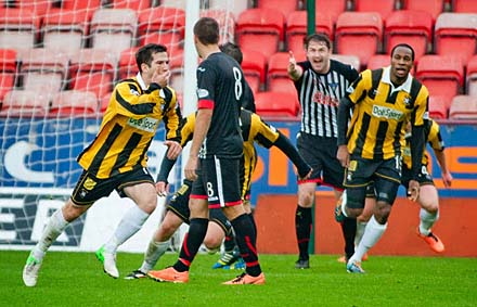 Liam Buchanan celebrates winner Liam Buchanan celebrates winner