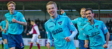 Andy Geggan celebrates opeing the scoring Andy Geggan celebrates opeing the scoring