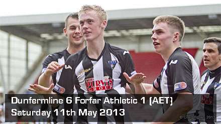 Dunfermlin?e Athletic v Forfar Athletic Irn Bru First Division Play Off East End Park 11 May 2013 Ross Millen celebrates his goal (c) Craig Brown Dunfermlin?e Athletic v Forfar Athletic Irn Bru First Division Play Off East End Park 11 May 2013 Ross Millen celebrates his goal (c) Craig Brown