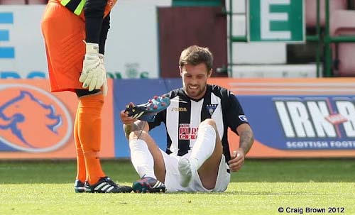 Jordan McMillan is injured v Partick Thistle Jordan McMillan is injured v Partick Thistle