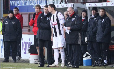 Steven McDougall waits to come on v Partick Thistle Steven McDougall waits to come on v Partick Thistle