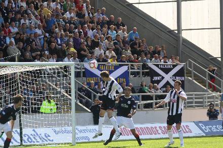 Pat Clarke heads Dunfermline's winner at the Falkirk Stadium Pat Clarke heads Dunfermline's winner at the Falkirk Stadium
