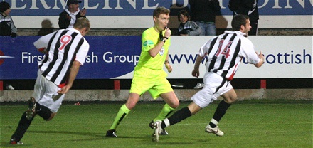 Simon Wiles celebrates first goal in Scotland Simon Wiles celebrates first goal in Scotland