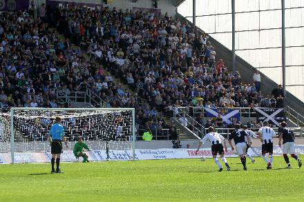 Andy Kirks penalty is saved by Bobby Olejnik Andy Kirks penalty is saved by Bobby Olejnik