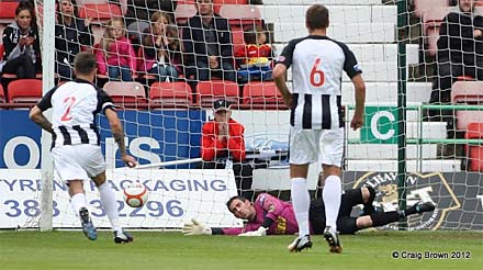 Paul Gallacher saves penalty Paul Gallacher saves penalty