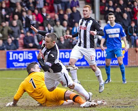 Dunfermlin?e Athletic v Airdrie Irn Bru First Division East End Park 04 May 2013; Ryan Wallace appeals for a penalty (c) Dunfermlin?e Athletic v Airdrie Irn Bru First Division East End Park 04 May 2013; Ryan Wallace appeals for a penalty (c)