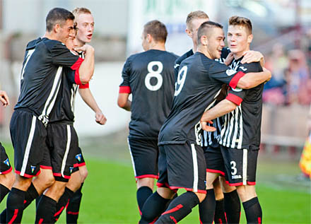 Celebration for Alex Whittle`s first senior goal Celebration for Alex Whittle`s first senior goal