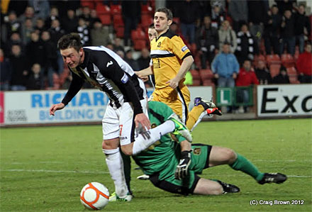 Joe Cardle earns penalty and keeper is red carded Joe Cardle earns penalty and keeper is red carded