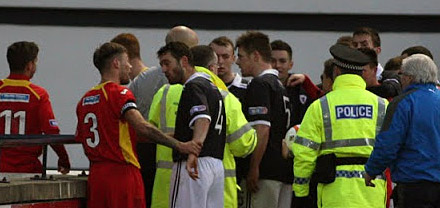 Half Time fracas at Starks Park Half Time fracas at Starks Park