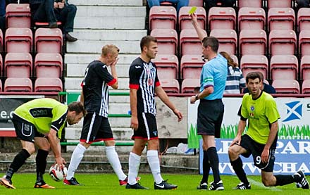 Luke is shown a yellow card Luke is shown a yellow card
