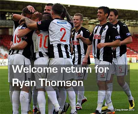 Ryan Thomson scores on his return Ryan Thomson scores on his return