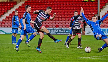 Shaun Byrne shoots for the second equaliser Shaun Byrne shoots for the second equaliser