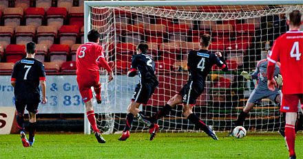 Paul McLean scores Brechin's goal Paul McLean scores Brechin's goal