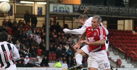 Graham Bayne heads in the equaliser 21/02/09 Graham Bayne heads in the equaliser 21/02/09
