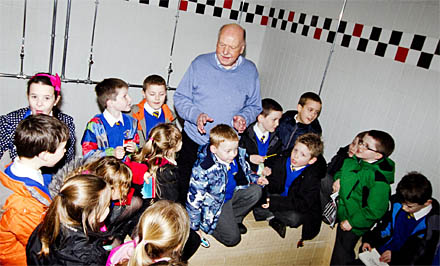 Stuart Arnott on his stadium tour at East End Park Stuart Arnott on his stadium tour at East End Park