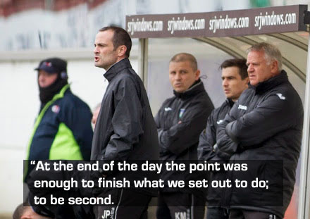 At the end of the day the point was enough to finish what we sent out to do; to be second At the end of the day the point was enough to finish what we sent out to do; to be second