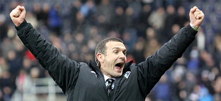 Jim McIntyre celebrates victory at Falkirk Jim McIntyre celebrates victory at Falkirk