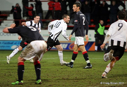 Andy Kirk celebrates goal v Falkirk Andy Kirk celebrates goal v Falkirk