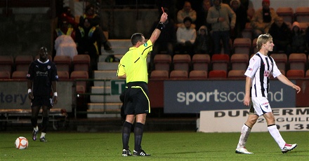 Neil McGregor is shown red v Raith Rovers Neil McGregor is shown red v Raith Rovers