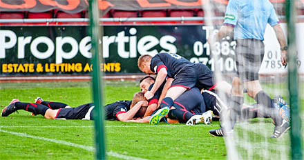 Josh Falkingham celebrates goal Josh Falkingham celebrates goal