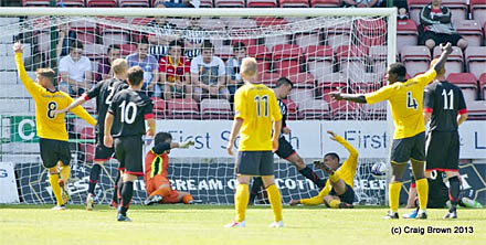 DAFC v Falkirk Pre Season Friendly  East End Park 19 July 2013Falkir?k make it 1-1 (c) Craig Brown