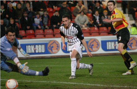 Steven McDougall equalises against Partick Thistle Steven McDougall equalises against Partick Thistle